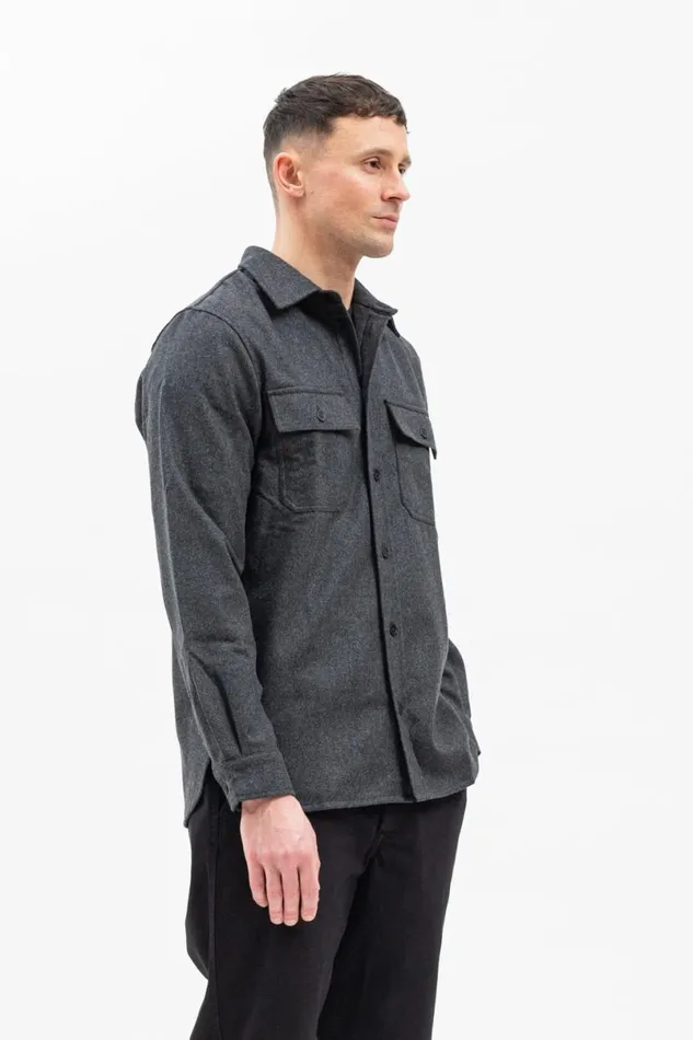 Men Norse Projects Overshirts Silas Wool Charcoal Melange