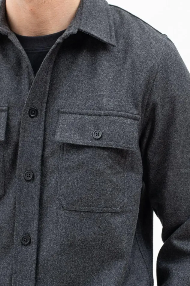 Men Norse Projects Overshirts Silas Wool Charcoal Melange
