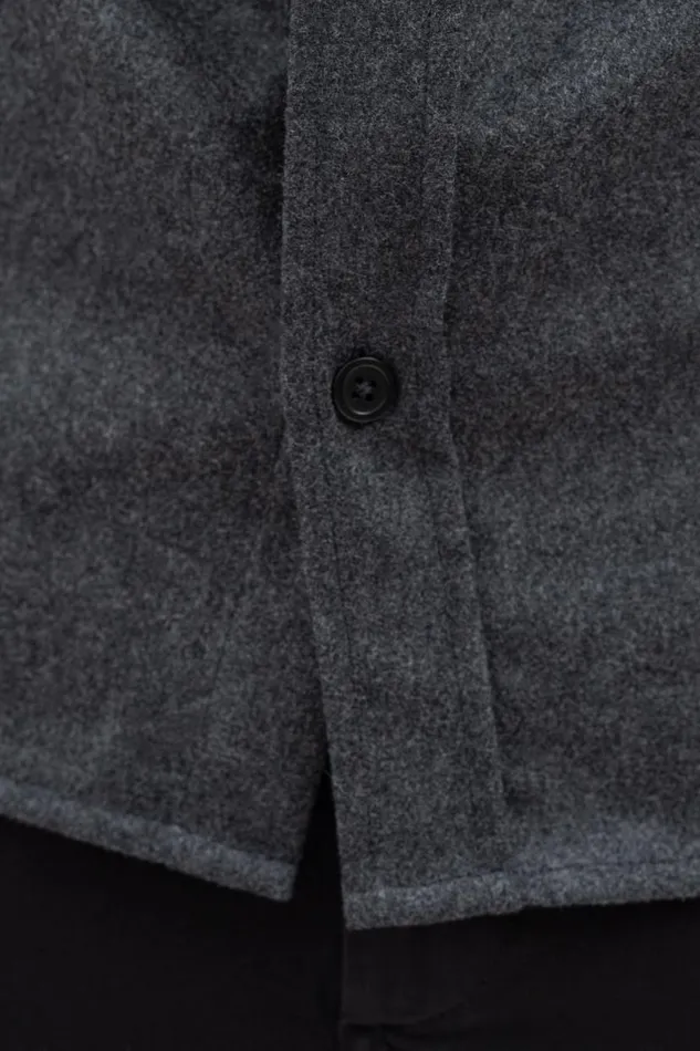 Men Norse Projects Overshirts Silas Wool Charcoal Melange