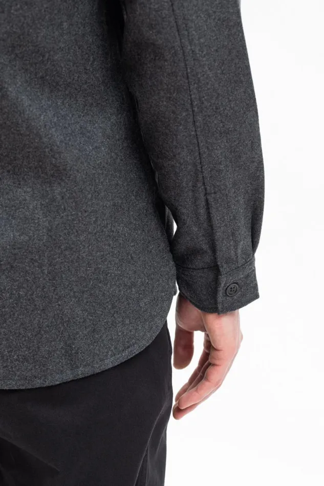 Men Norse Projects Overshirts Silas Wool Charcoal Melange