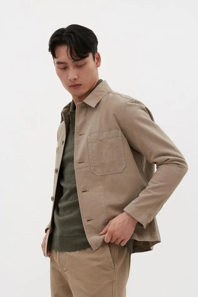 Men Norse Projects Overshirts Tyge Cotton Linen Overshirt Clay