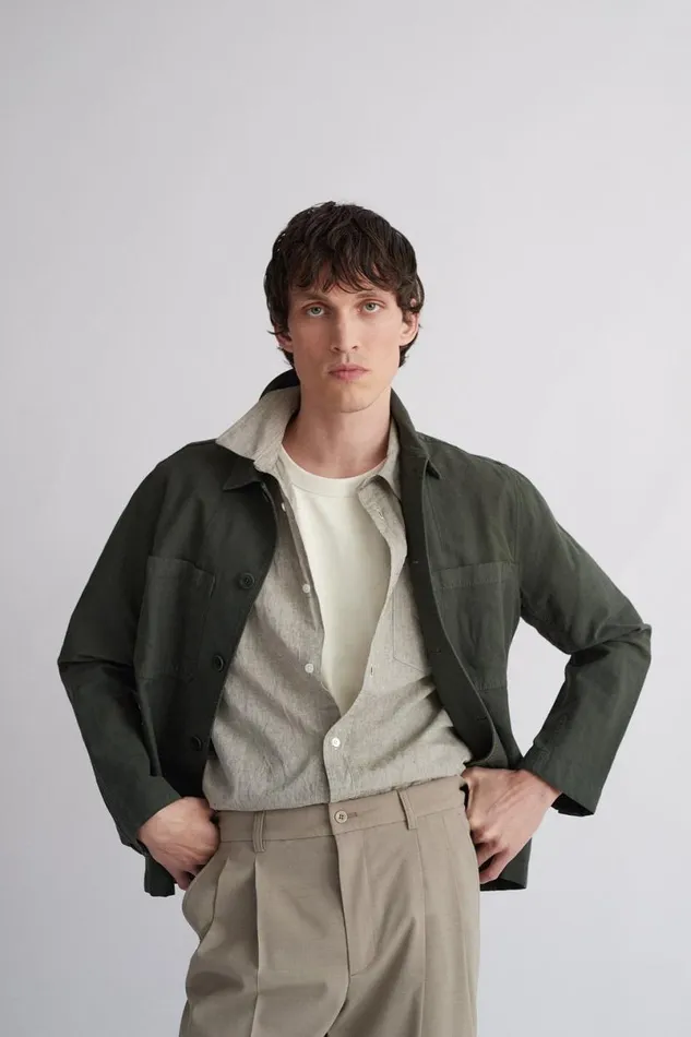 Men Norse Projects Overshirts Tyge Cotton Linen Overshirt Spruce Green