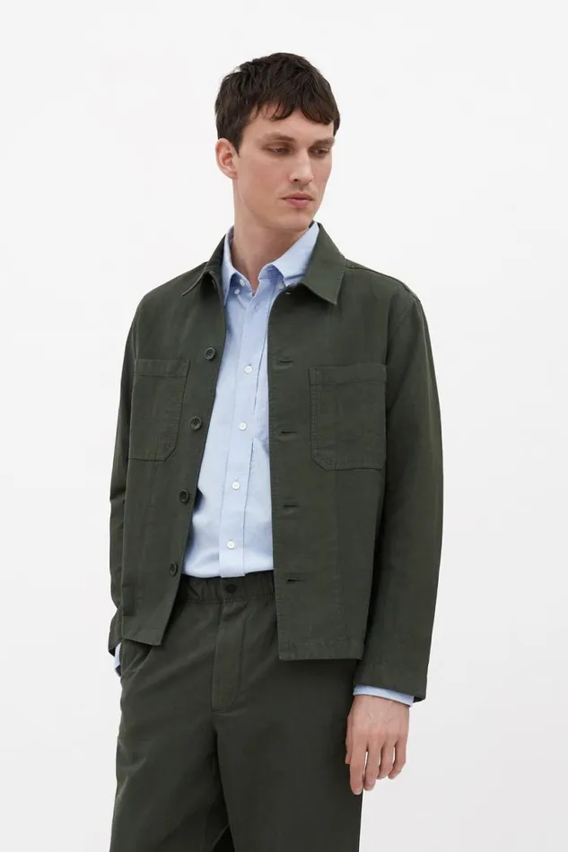 Men Norse Projects Overshirts Tyge Cotton Linen Overshirt Spruce Green