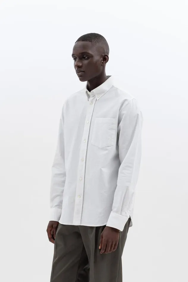 Men Norse Projects Shirting Algot Oxford Monogram Shirt White
