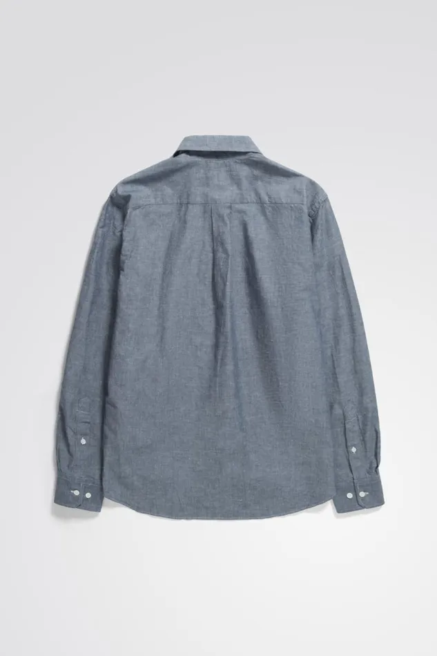 Men Norse Projects Shirting Algot Relaxed Cotton Linen Shirt Dark Navy