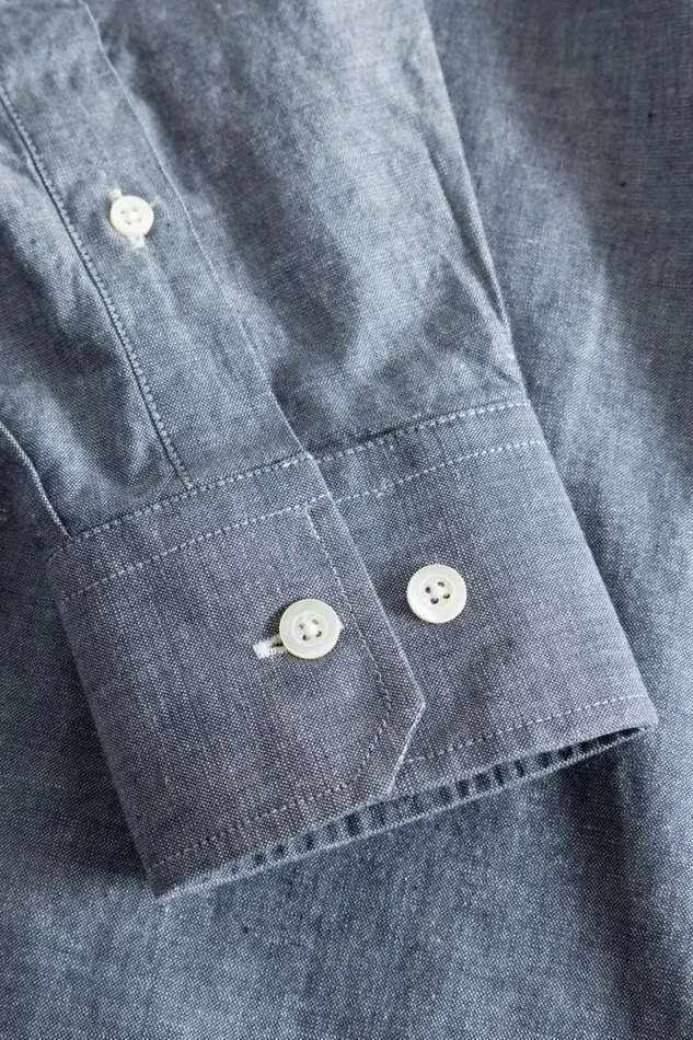 Men Norse Projects Shirting Algot Relaxed Cotton Linen Shirt Dark Navy