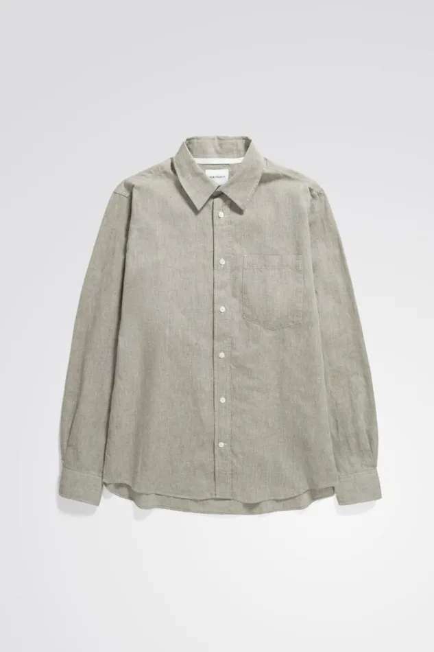 Men Norse Projects Shirting Algot Relaxed Cotton Linen Shirt Ivy Green