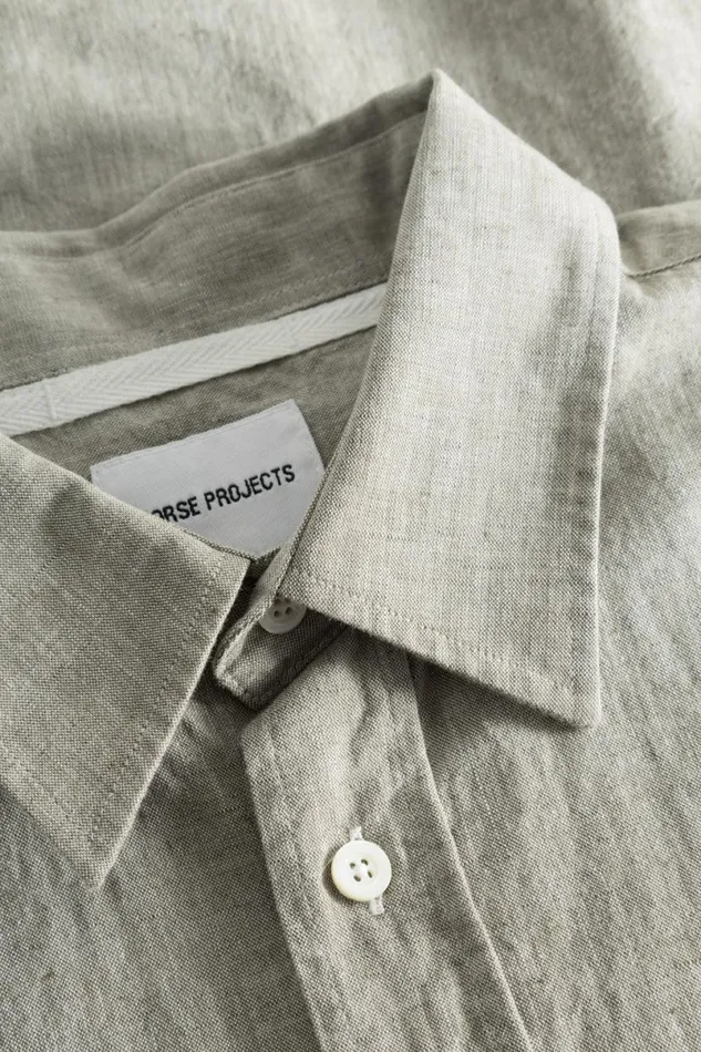 Men Norse Projects Shirting Algot Relaxed Cotton Linen Shirt Ivy Green