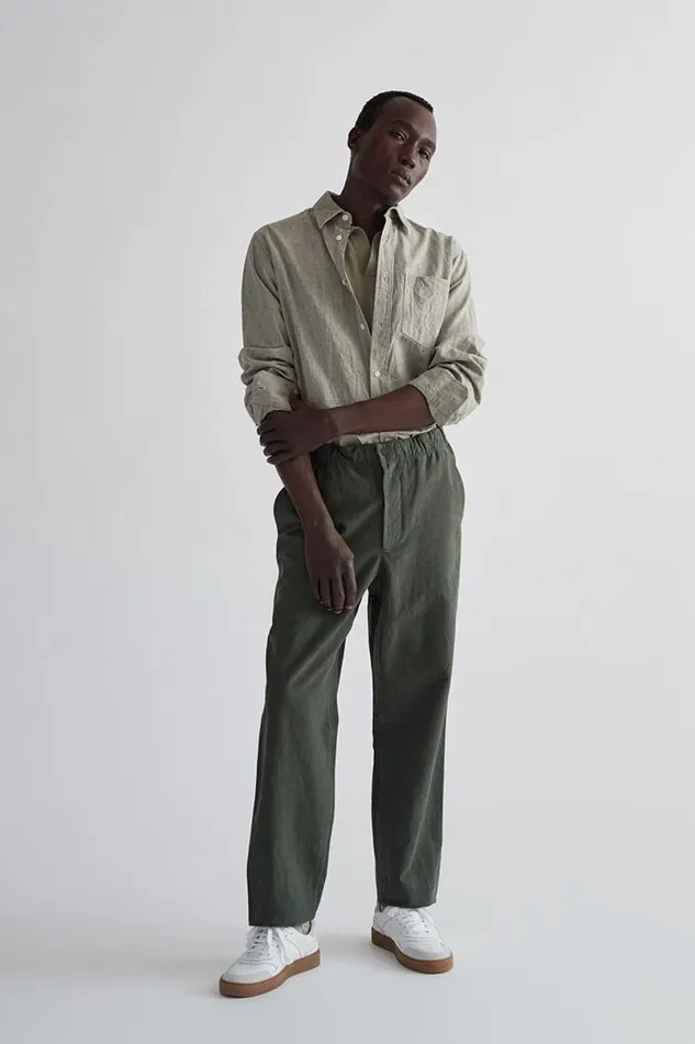 Men Norse Projects Shirting Algot Relaxed Cotton Linen Shirt Ivy Green