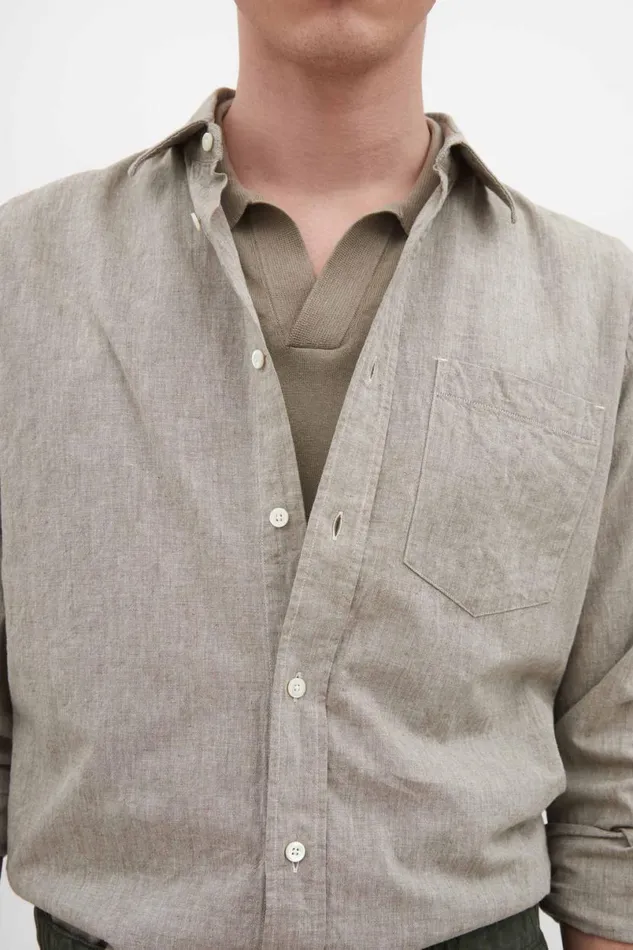 Men Norse Projects Shirting Algot Relaxed Cotton Linen Shirt Ivy Green