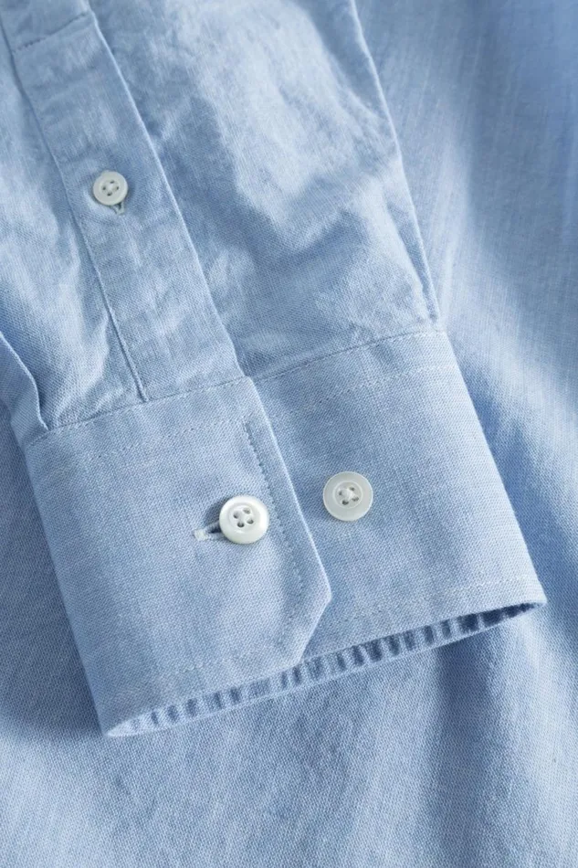 Men Norse Projects Shirting Algot Relaxed Cotton Linen Shirt Pale Blue