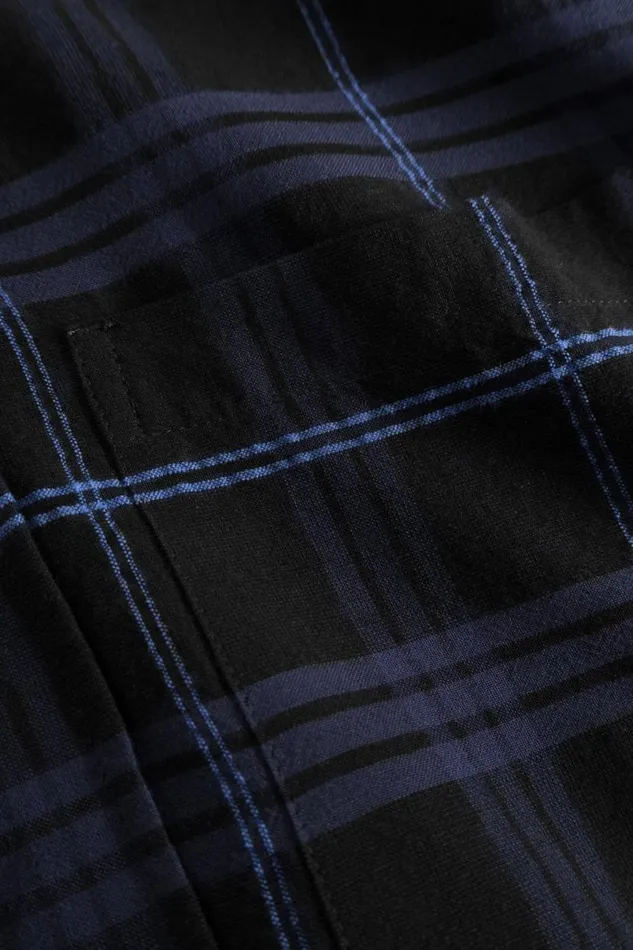 Men Norse Projects Shirting Algot Relaxed Textured Check Shirt Dark Navy