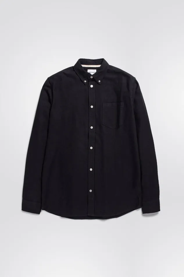 Men Norse Projects Shirting Anton Brushed Flannel Black