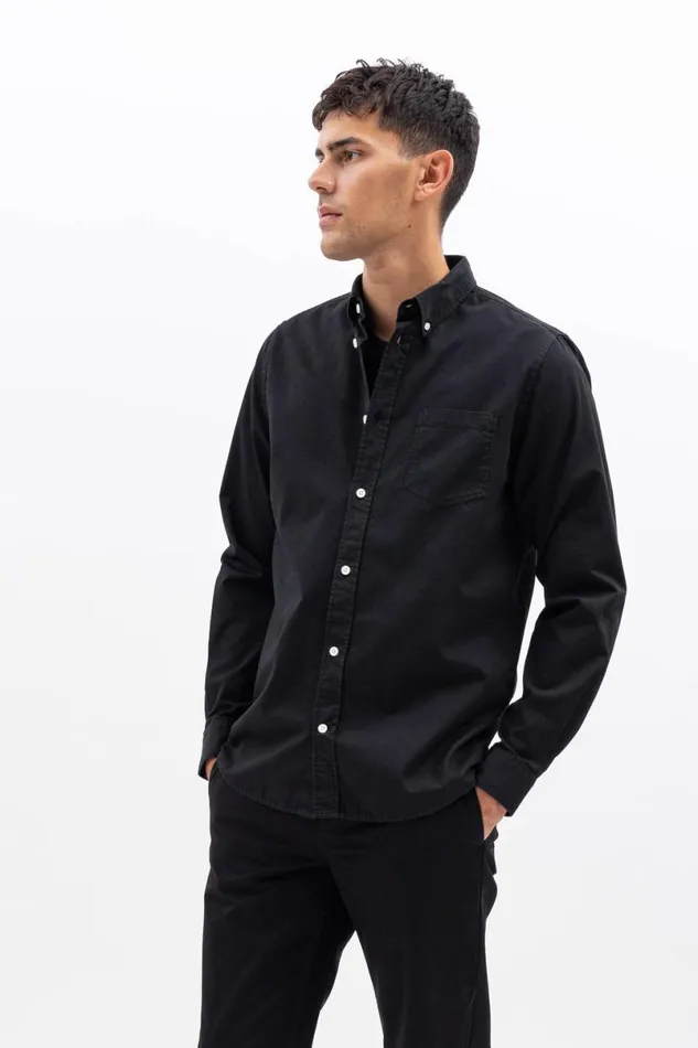 Men Norse Projects Shirting Anton Brushed Flannel Black