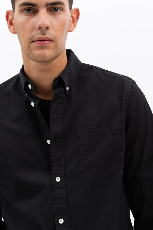 Men Norse Projects Shirting Anton Brushed Flannel Black