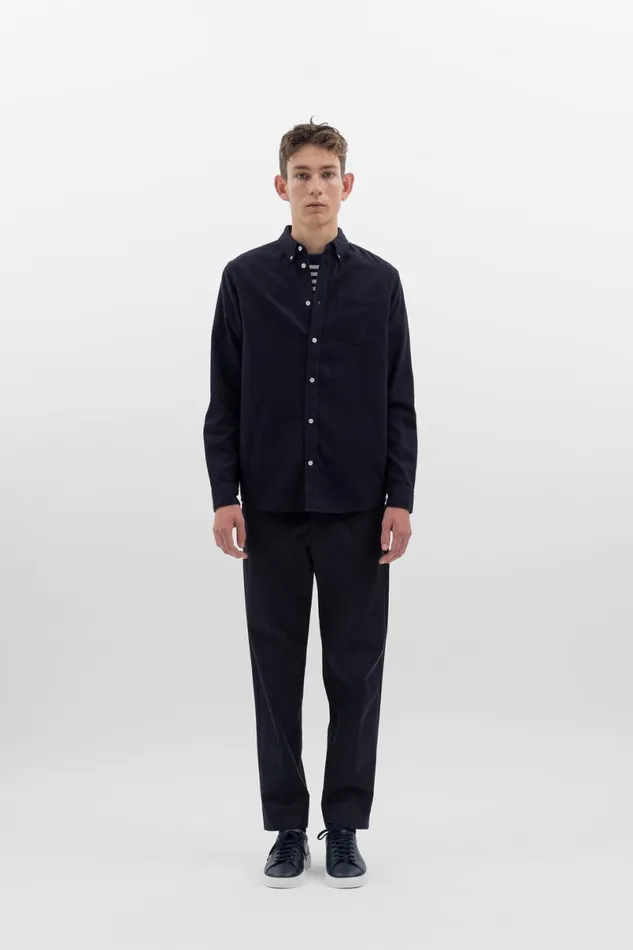 Men Norse Projects Shirting Anton Brushed Flannel Dark Navy