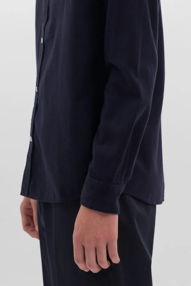 Men Norse Projects Shirting Anton Brushed Flannel Dark Navy