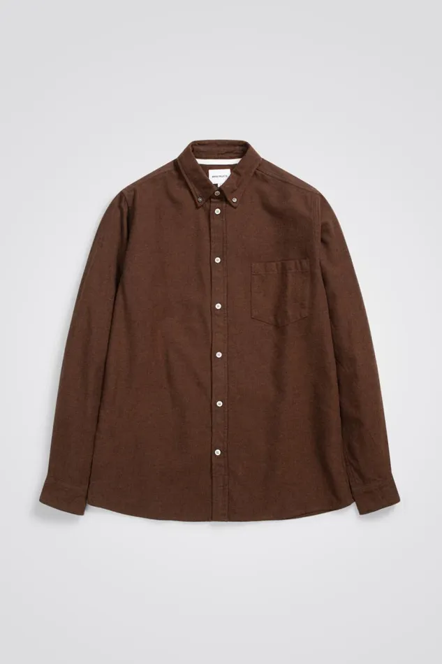 Men Norse Projects Shirting Anton Brushed Flannel Rust Brown