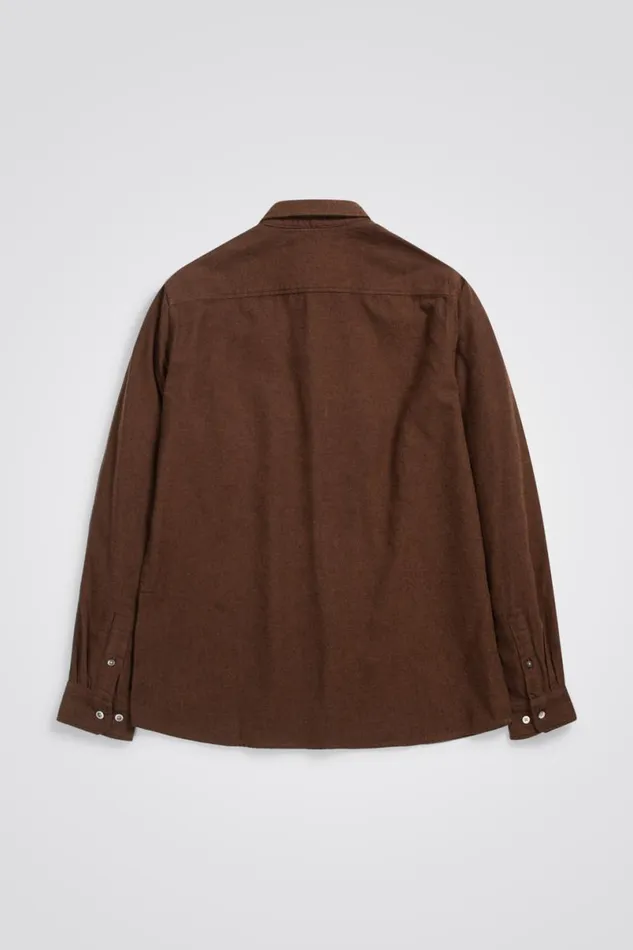 Men Norse Projects Shirting Anton Brushed Flannel Rust Brown