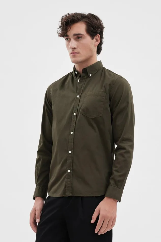 Men Norse Projects Shirting Anton Light Twill Shirt Army Green