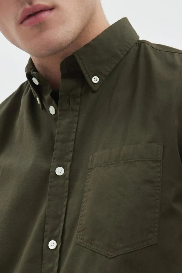 Men Norse Projects Shirting Anton Light Twill Shirt Army Green