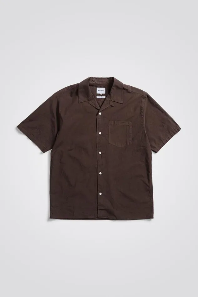 Men Norse Projects Shirting Carsten Cotton Tencel Shirt Espresso