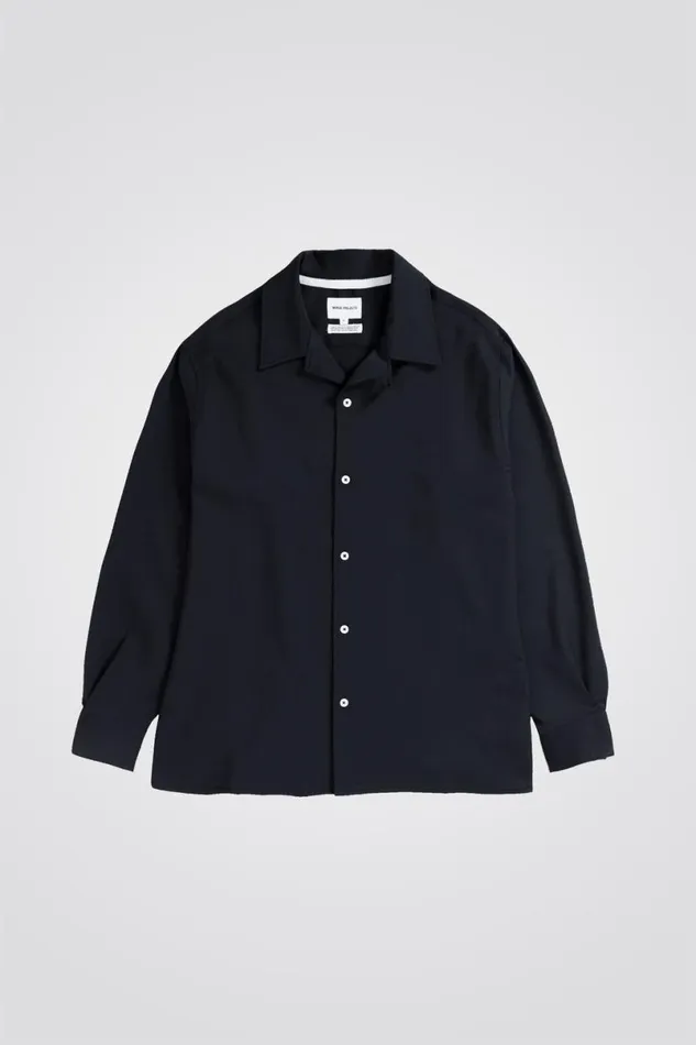 Men Norse Projects Shirting Carsten Light Wool LS Shirt Dark Navy