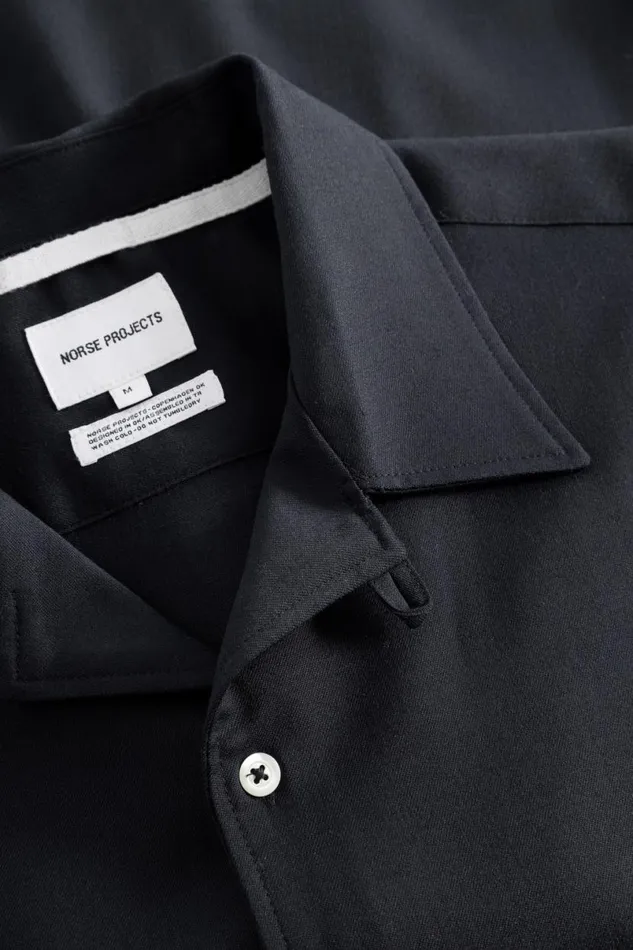 Men Norse Projects Shirting Carsten Light Wool LS Shirt Dark Navy