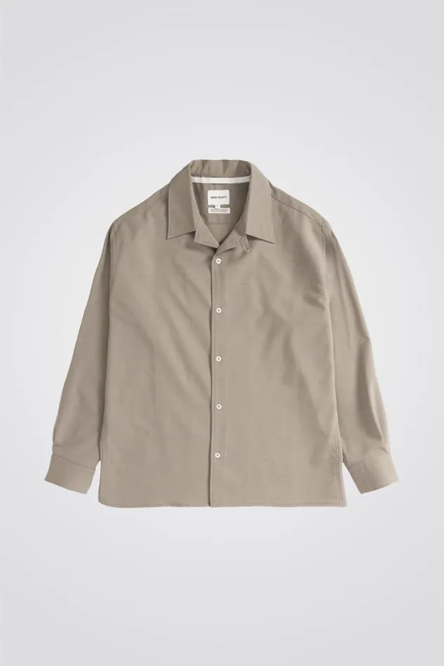 Men Norse Projects Shirting Carsten Light Wool LS Shirt Light Khaki