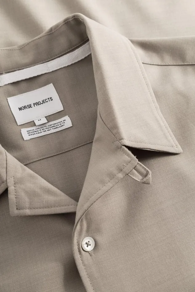 Men Norse Projects Shirting Carsten Light Wool LS Shirt Light Khaki