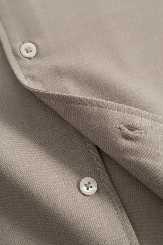 Men Norse Projects Shirting Carsten Light Wool LS Shirt Light Khaki