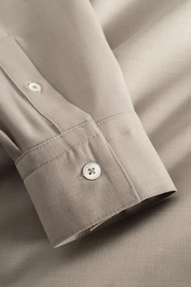 Men Norse Projects Shirting Carsten Light Wool LS Shirt Light Khaki