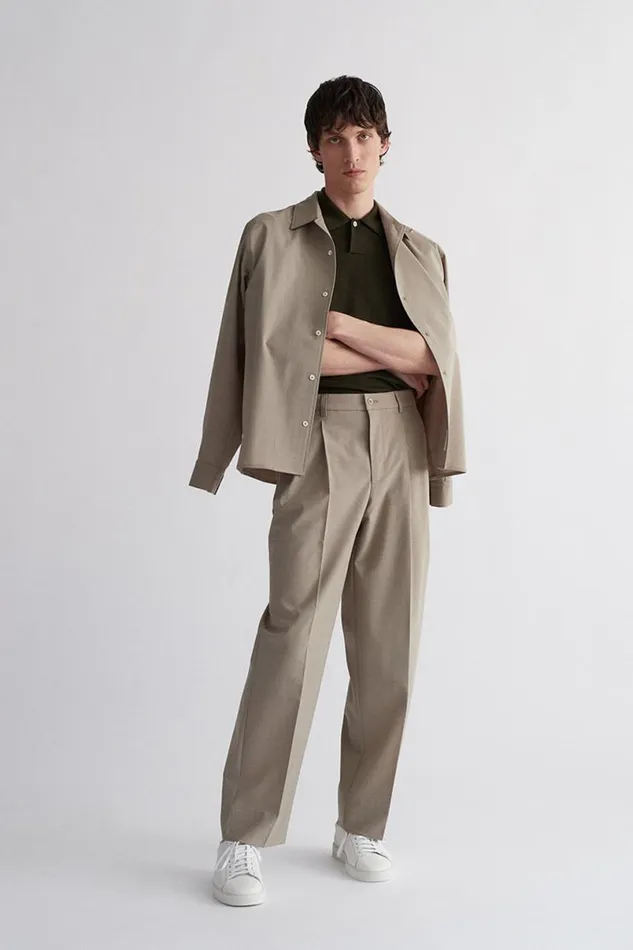 Men Norse Projects Shirting Carsten Light Wool LS Shirt Light Khaki