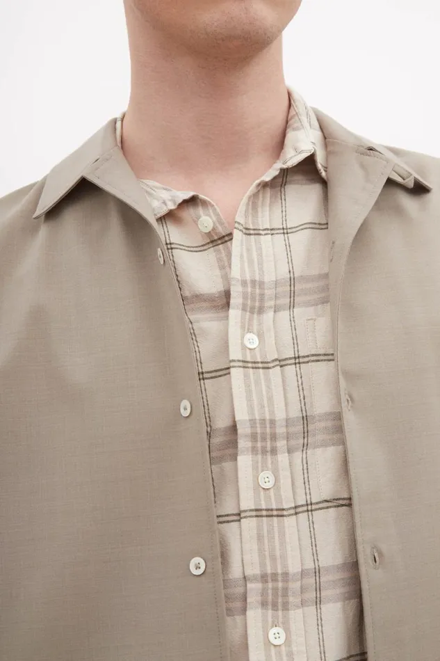 Men Norse Projects Shirting Carsten Light Wool LS Shirt Light Khaki