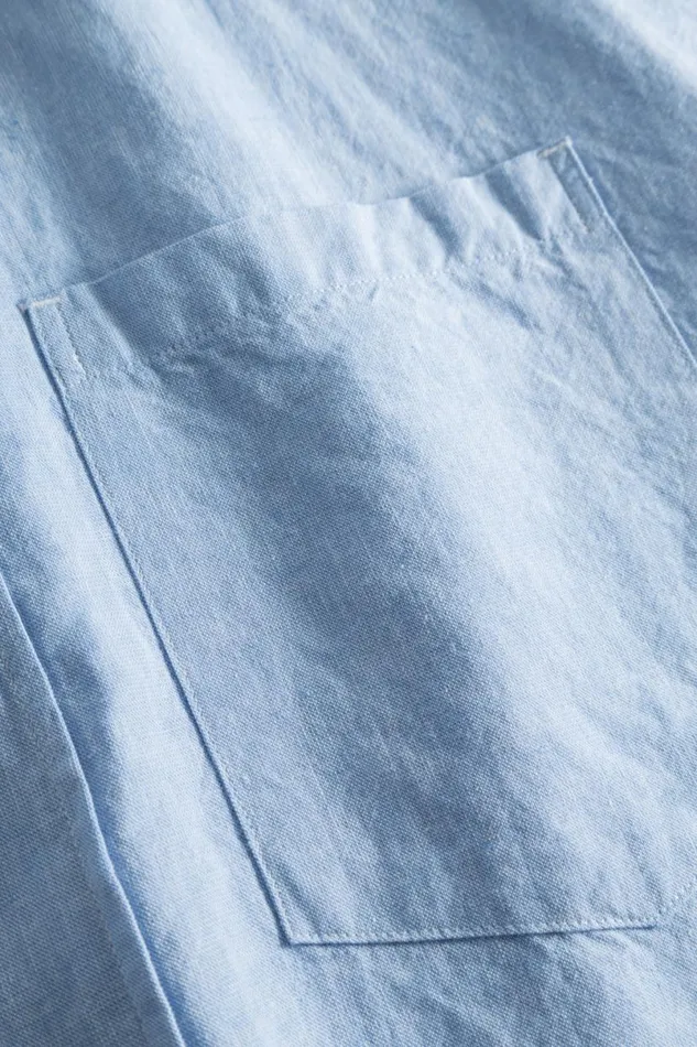 Men Norse Projects Shirting Ivan Relaxed Cotton Linen SS Shirt Pale Blue