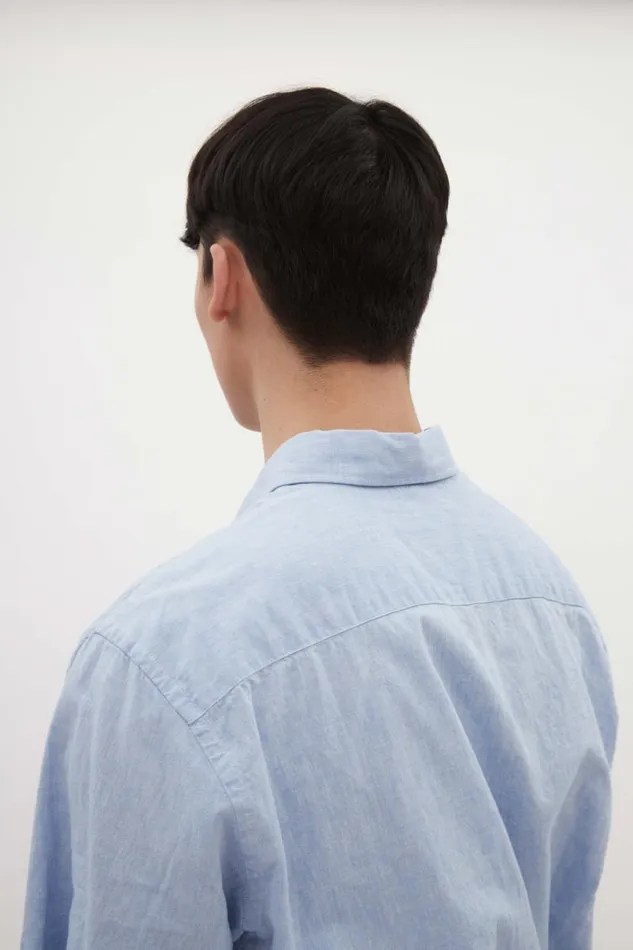Men Norse Projects Shirting Ivan Relaxed Cotton Linen SS Shirt Pale Blue