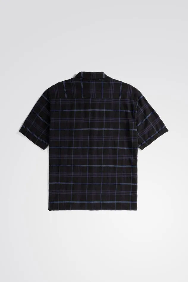 Men Norse Projects Shirting Ivan Relaxed Textured Check SS Shirt Dark Navy