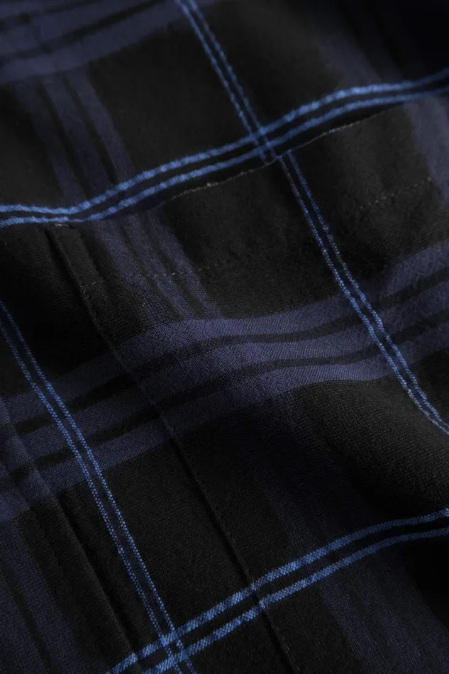 Men Norse Projects Shirting Ivan Relaxed Textured Check SS Shirt Dark Navy