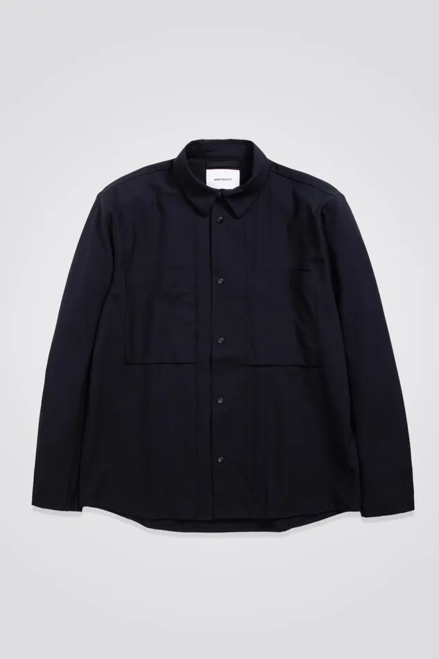 Men Norse Projects Shirting Jens Cordura Tech Wool Overshirt Dark Navy