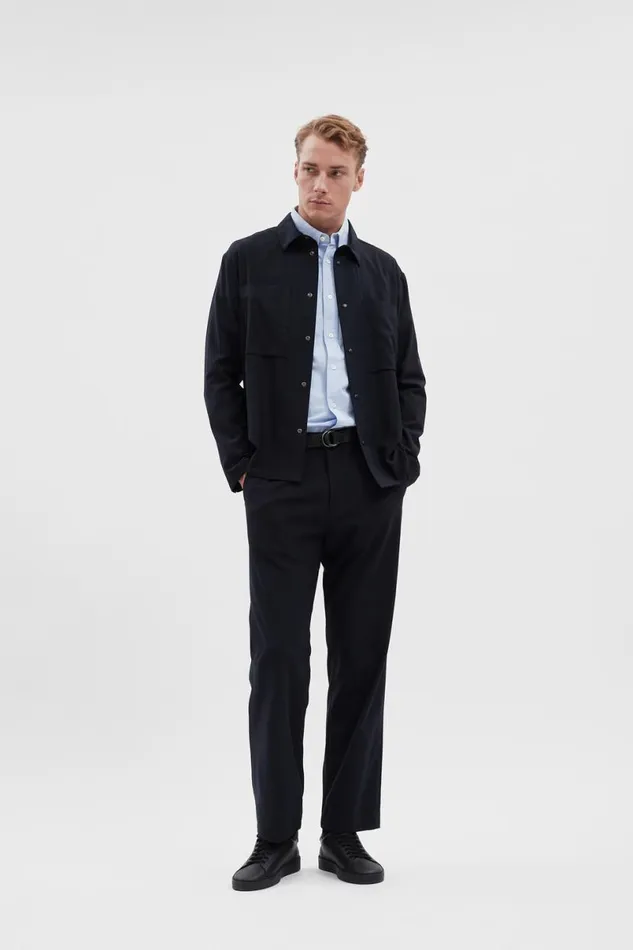 Men Norse Projects Shirting Jens Cordura Tech Wool Overshirt Dark Navy