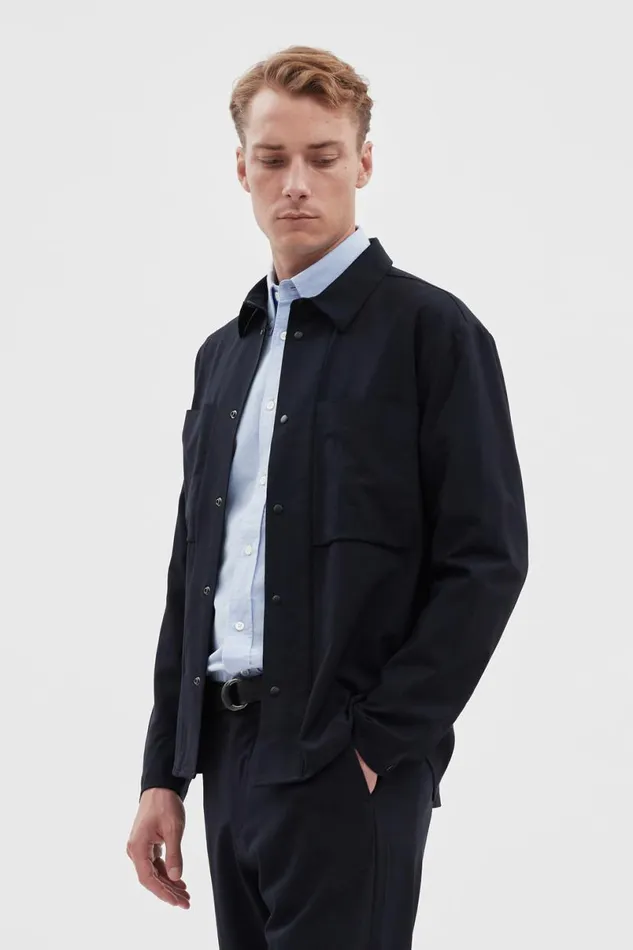 Men Norse Projects Shirting Jens Cordura Tech Wool Overshirt Dark Navy