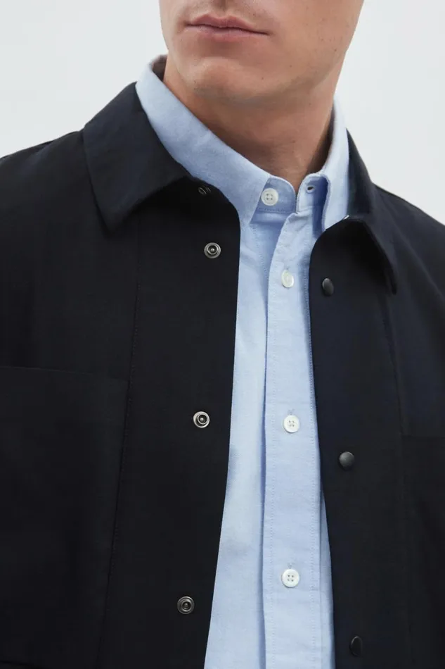 Men Norse Projects Shirting Jens Cordura Tech Wool Overshirt Dark Navy