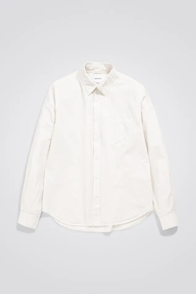 Men Norse Projects Shirting Osvald Tencel Marble White