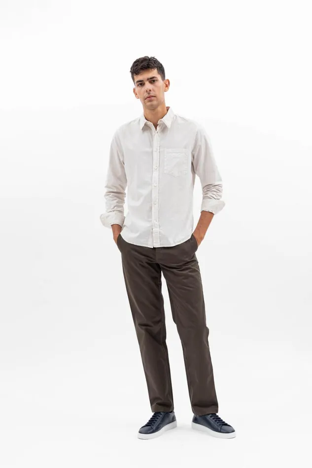 Men Norse Projects Shirting Osvald Tencel Marble White