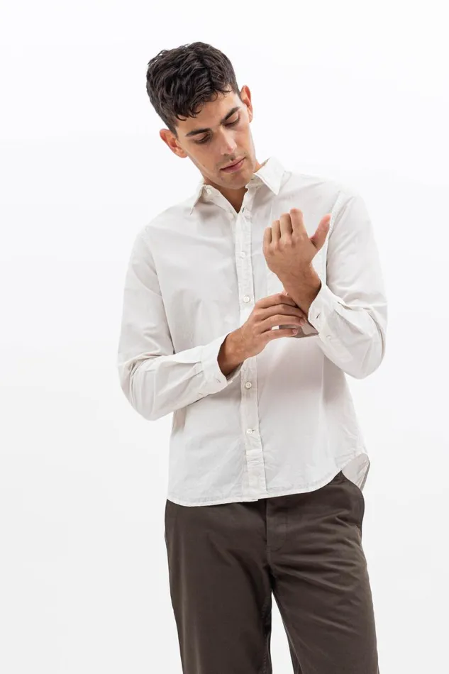 Men Norse Projects Shirting Osvald Tencel Marble White