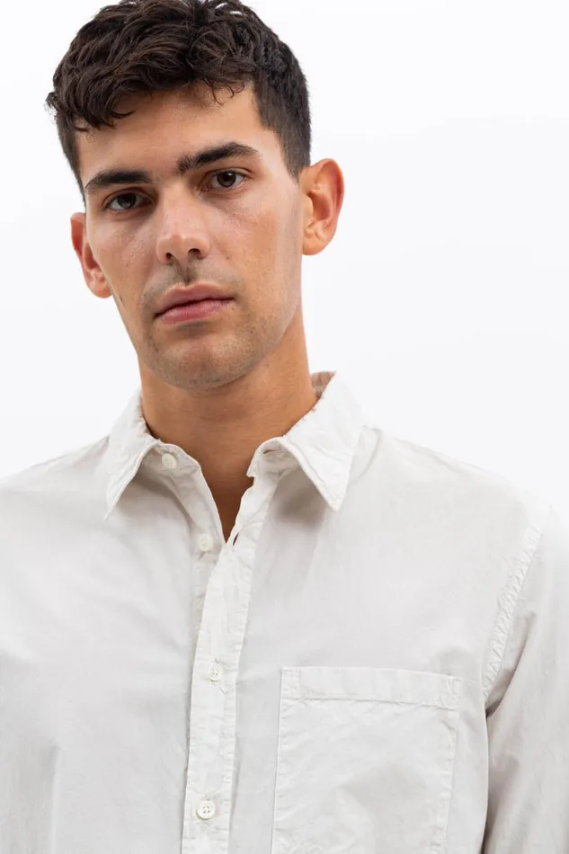Men Norse Projects Shirting Osvald Tencel Marble White