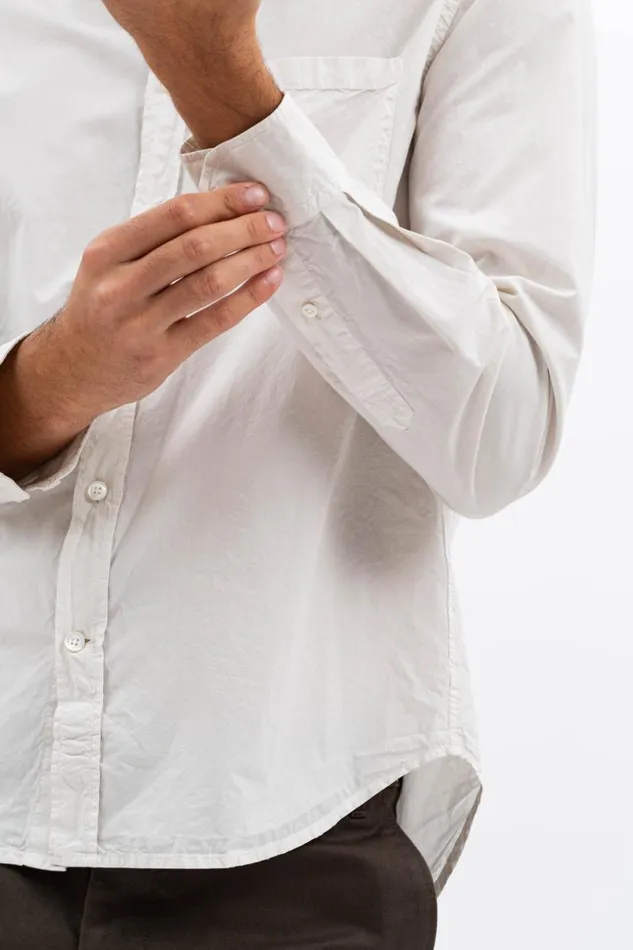 Men Norse Projects Shirting Osvald Tencel Marble White
