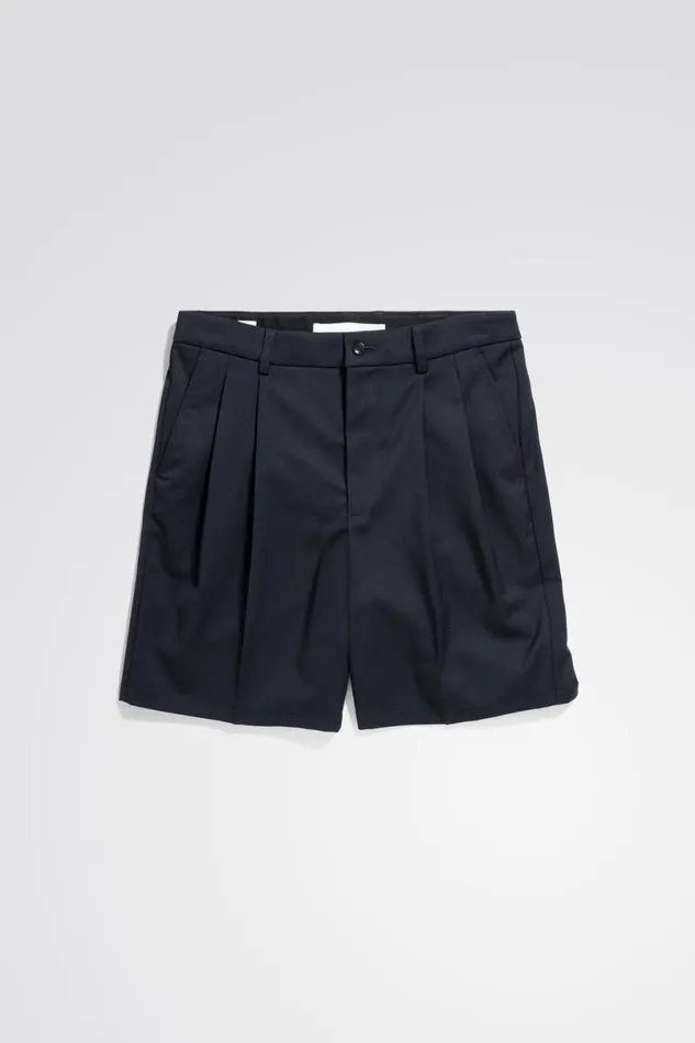 Men Norse Projects Shorts Benn Relaxed Light Wool Pleated Short Dark Navy