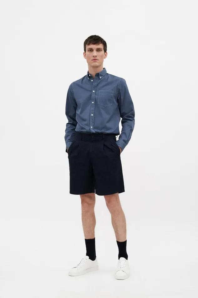 Men Norse Projects Shorts Benn Relaxed Typewriter Pleated Short Dark Navy