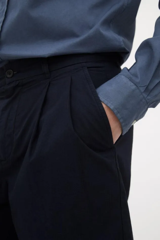 Men Norse Projects Shorts Benn Relaxed Typewriter Pleated Short Dark Navy